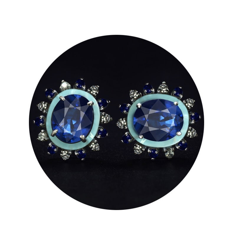 14k Gold 2.91 Ctw Natural Sapphire & Sapphire Earrings - 2