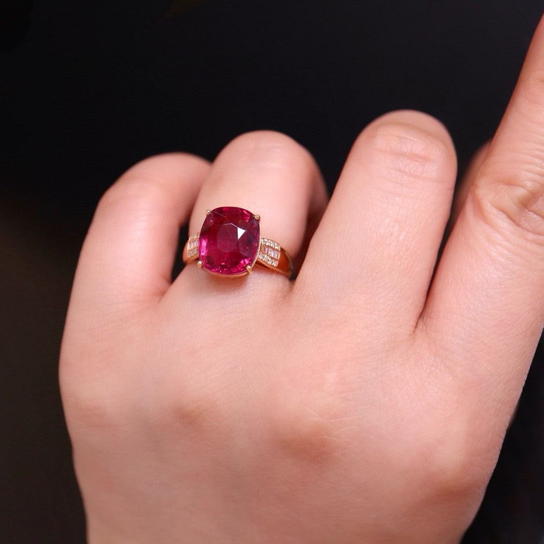 14k Gold 5.56 Ct Natural Tourmaline & Diamond Ring - 6