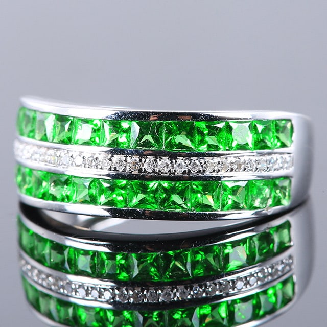 14k Gold 1.78 Ctw Natural Tsavorite & Diamond Ring - 2