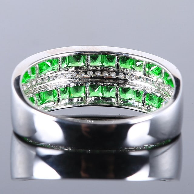 14k Gold 1.78 Ctw Natural Tsavorite & Diamond Ring - 4