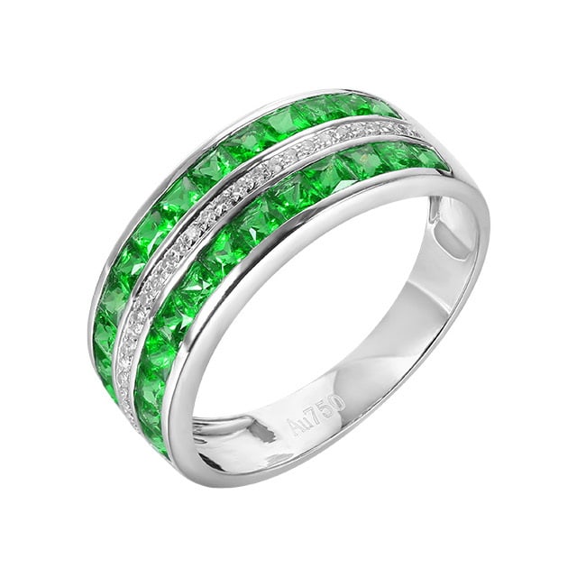 14k Gold 1.78 Ctw Natural Tsavorite & Diamond Ring - 5