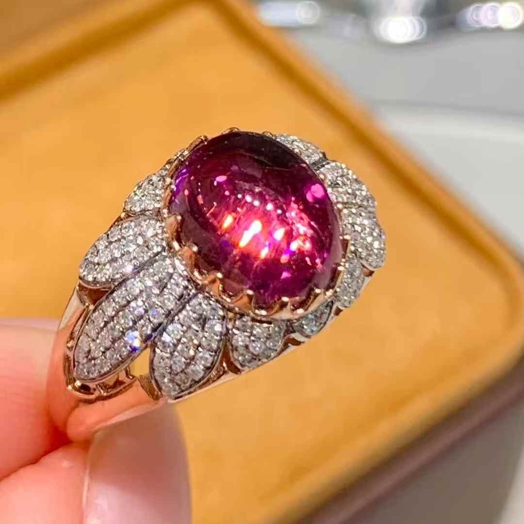 14k Gold 3.05 Ct Natural Tourmaline & Diamond Ring - 2