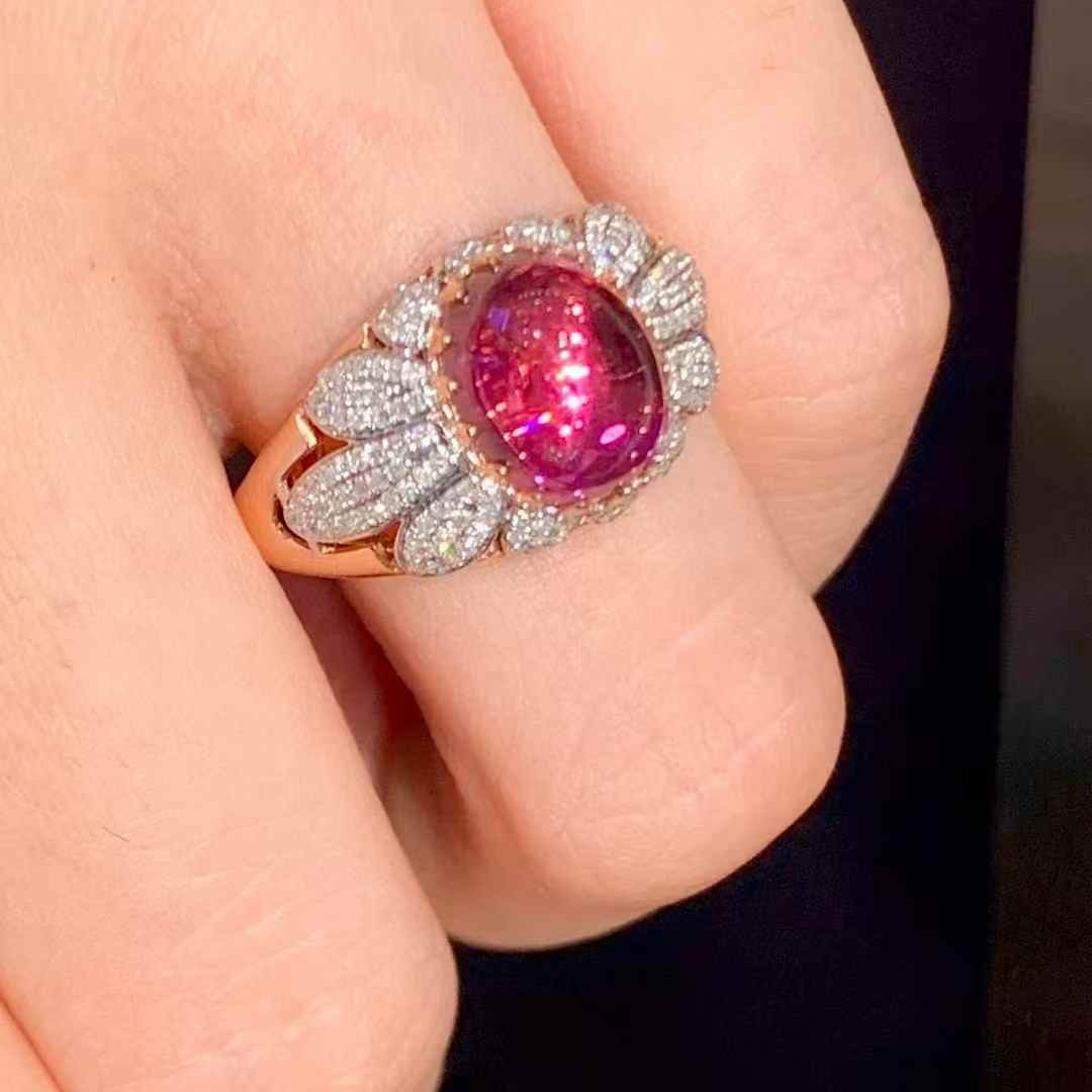 14k Gold 3.05 Ct Natural Tourmaline & Diamond Ring - 5