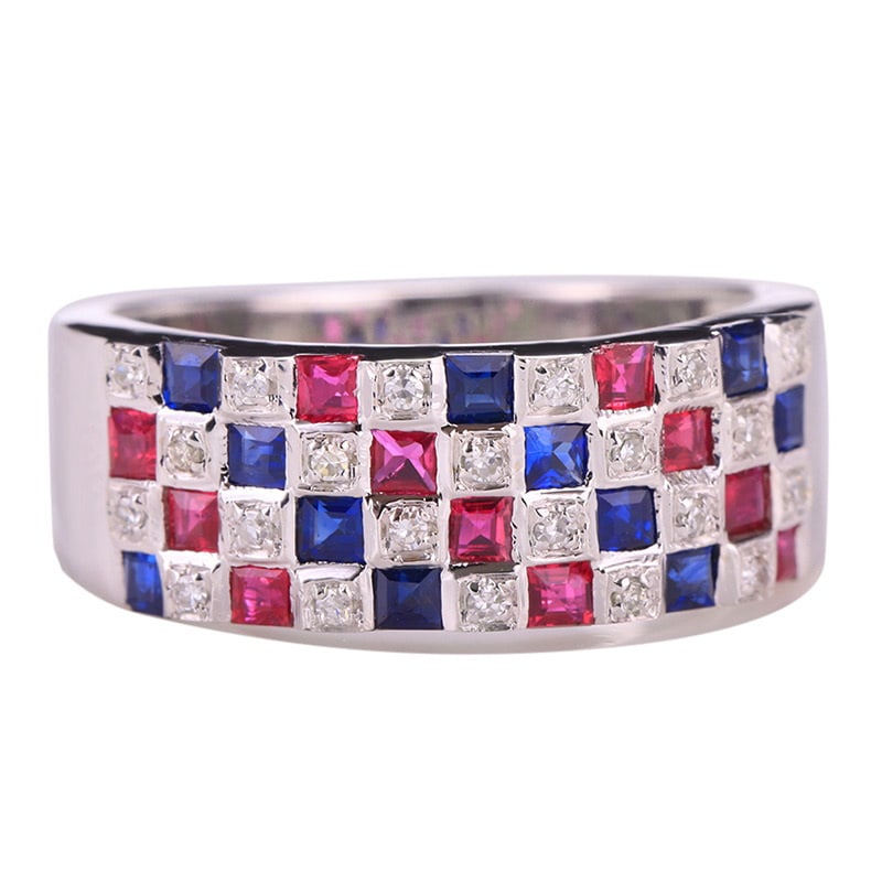14k Gold 2.11 Ctw Natural Ruby & Sapphire & Diamond Ring - 2