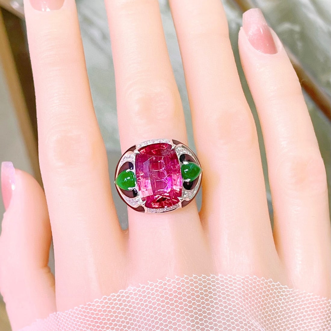 14k Gold 8.46 Ctw Natural Tourmaline & Diamond Ring - 2