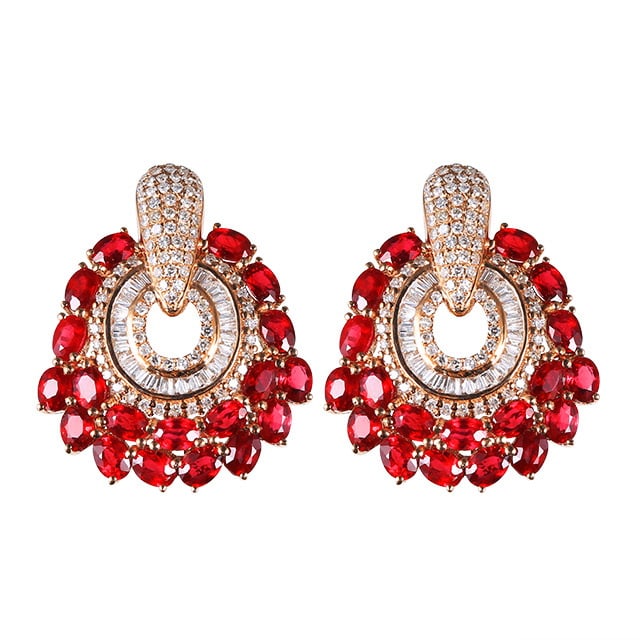 14k Gold 4.77 Ctw Natural Ruby & Diamond Earrings - 5