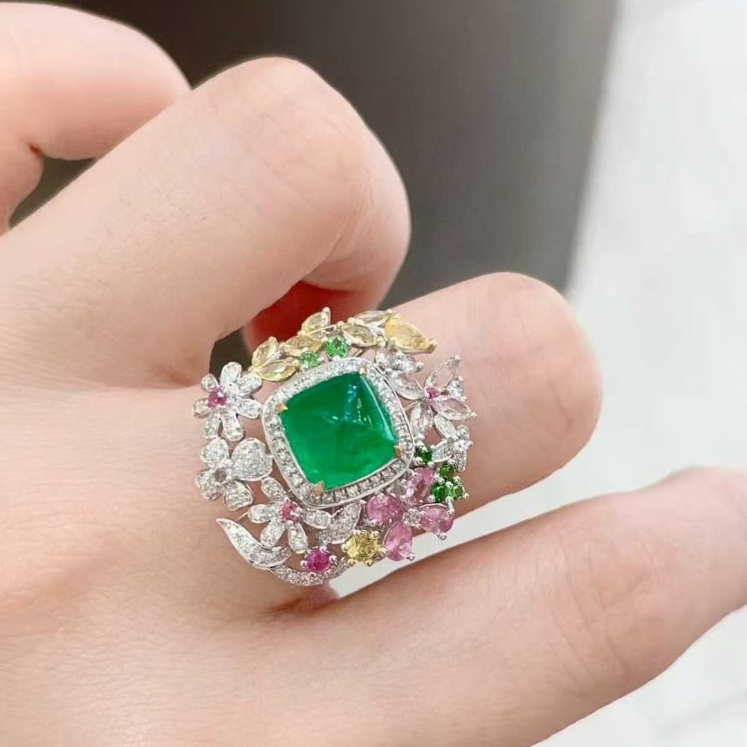 14k Gold 2.80 Ctw Natural Emerald & Diamond Ring - 2