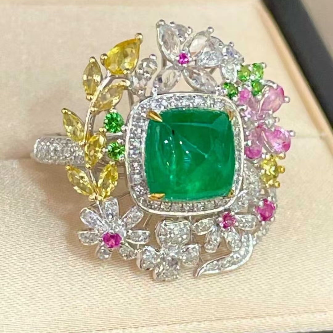 14k Gold 2.80 Ctw Natural Emerald & Diamond Ring - 4