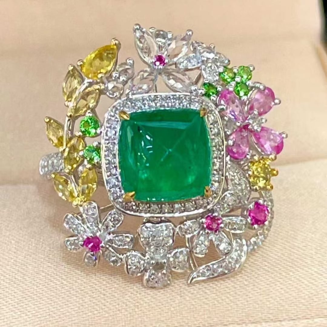 14k Gold 2.80 Ctw Natural Emerald & Diamond Ring - 5