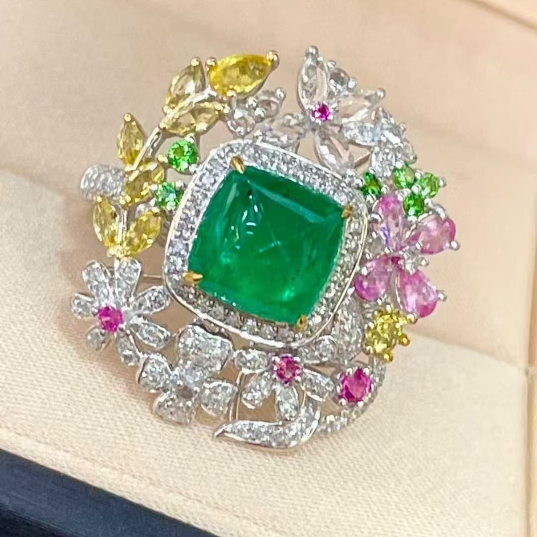 14k Gold 2.80 Ctw Natural Emerald & Diamond Ring - 6
