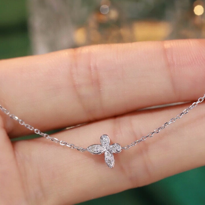 14k Gold 0.4 Ct Natural H Diamond & Butterfly Necklace - 3