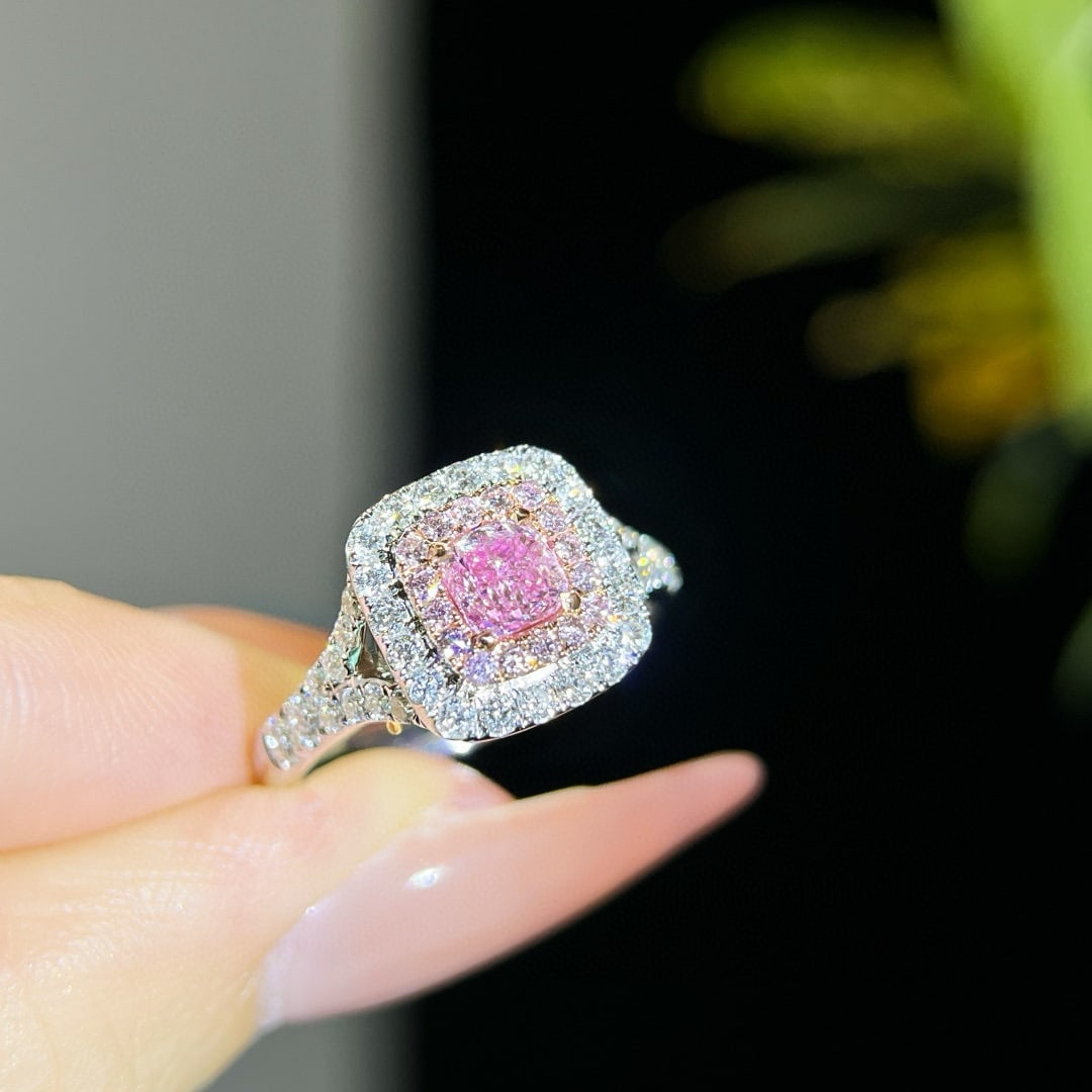 Gia Certified 14k Gold 1.19 Ctw Natural Pink Diamond & Diamond Ring - 2