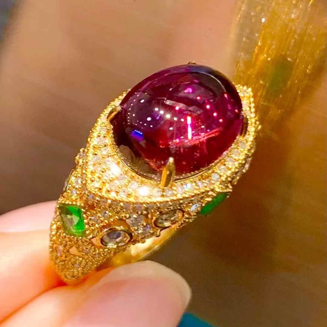 14k Gold 5.1 Ct Natural Tourmaline & Diamond Ring - 2