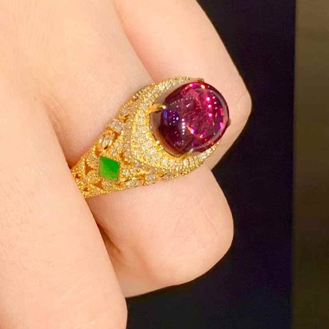14k Gold 5.1 Ct Natural Tourmaline & Diamond Ring - 5
