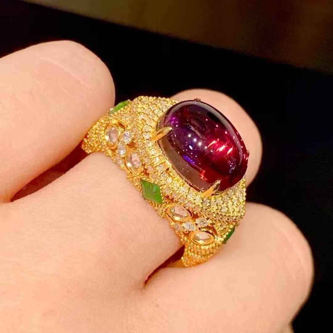 14k Gold 5.1 Ct Natural Tourmaline & Diamond Ring - 6