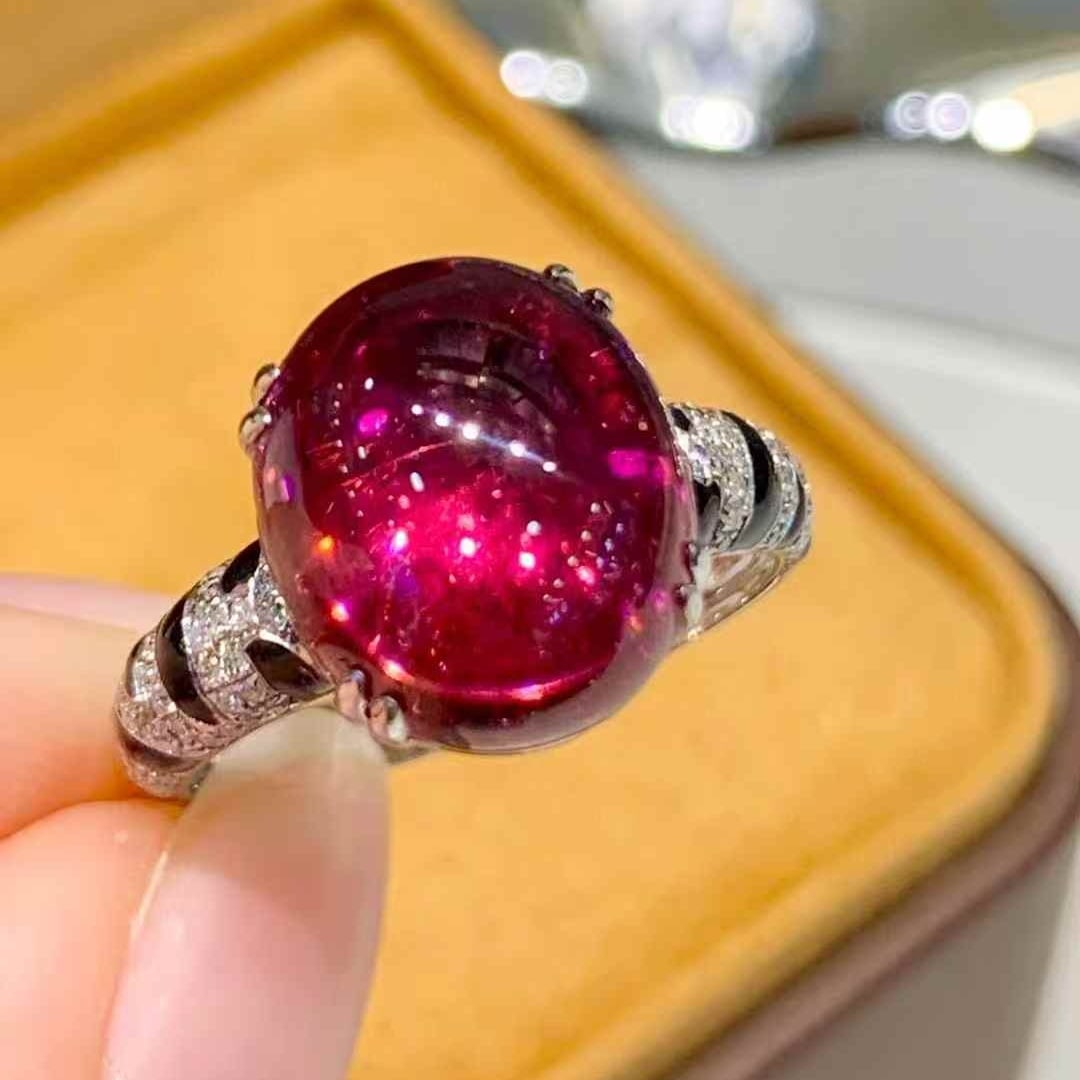 14k Gold 6.65 Ct Natural Tourmaline & Diamond Ring - 2