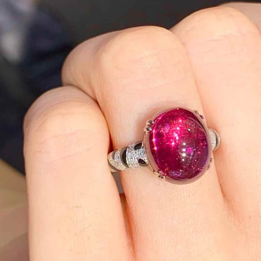 14k Gold 6.65 Ct Natural Tourmaline & Diamond Ring - 3