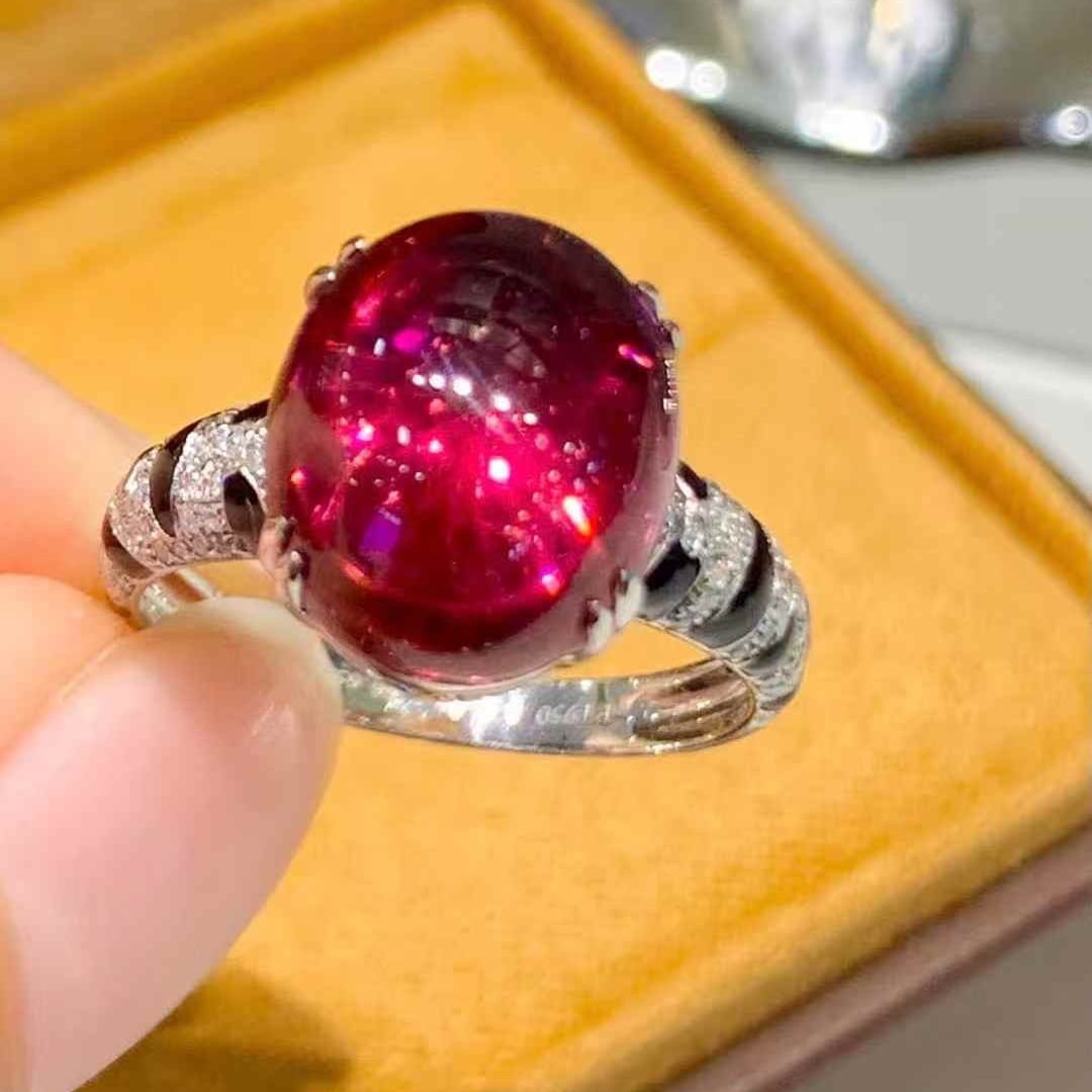 14k Gold 6.65 Ct Natural Tourmaline & Diamond Ring - 4