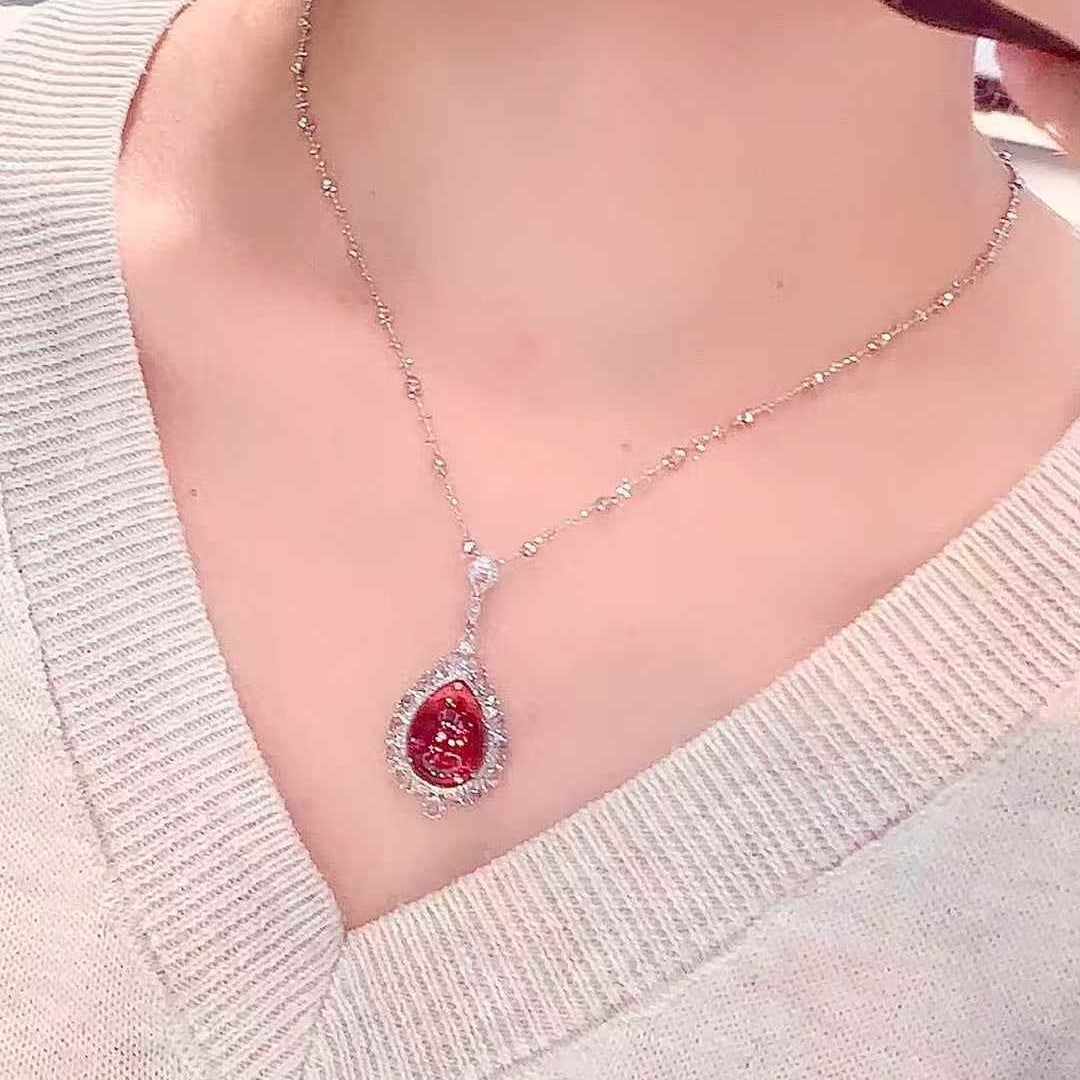 14k Gold 10.7 Ct Natural Tourmaline & Diamond & Sapphire Pendant( Without Chain ) - 3