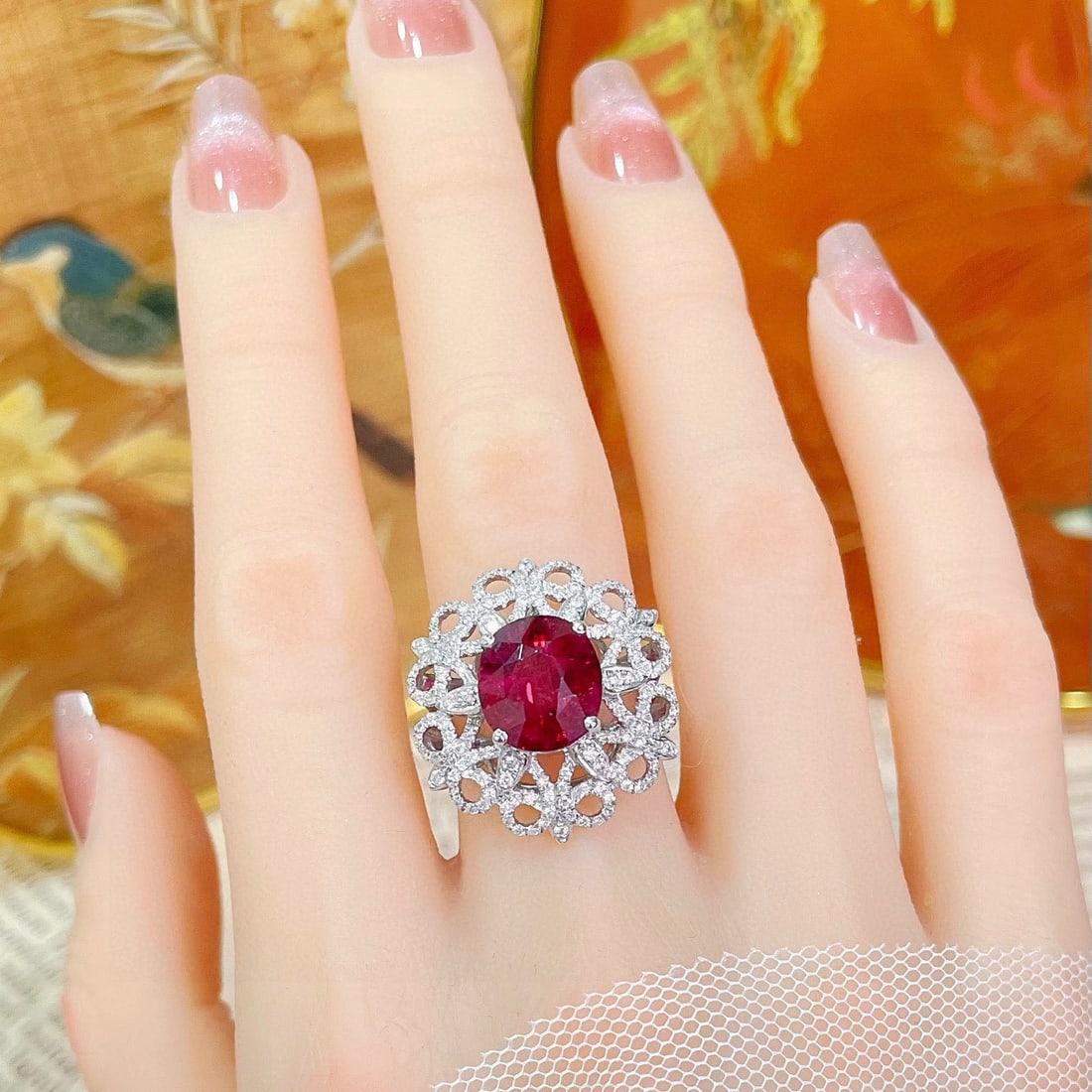 14k Gold 3.87 Ctw Natural Tourmaline & Diamond Ring - 2