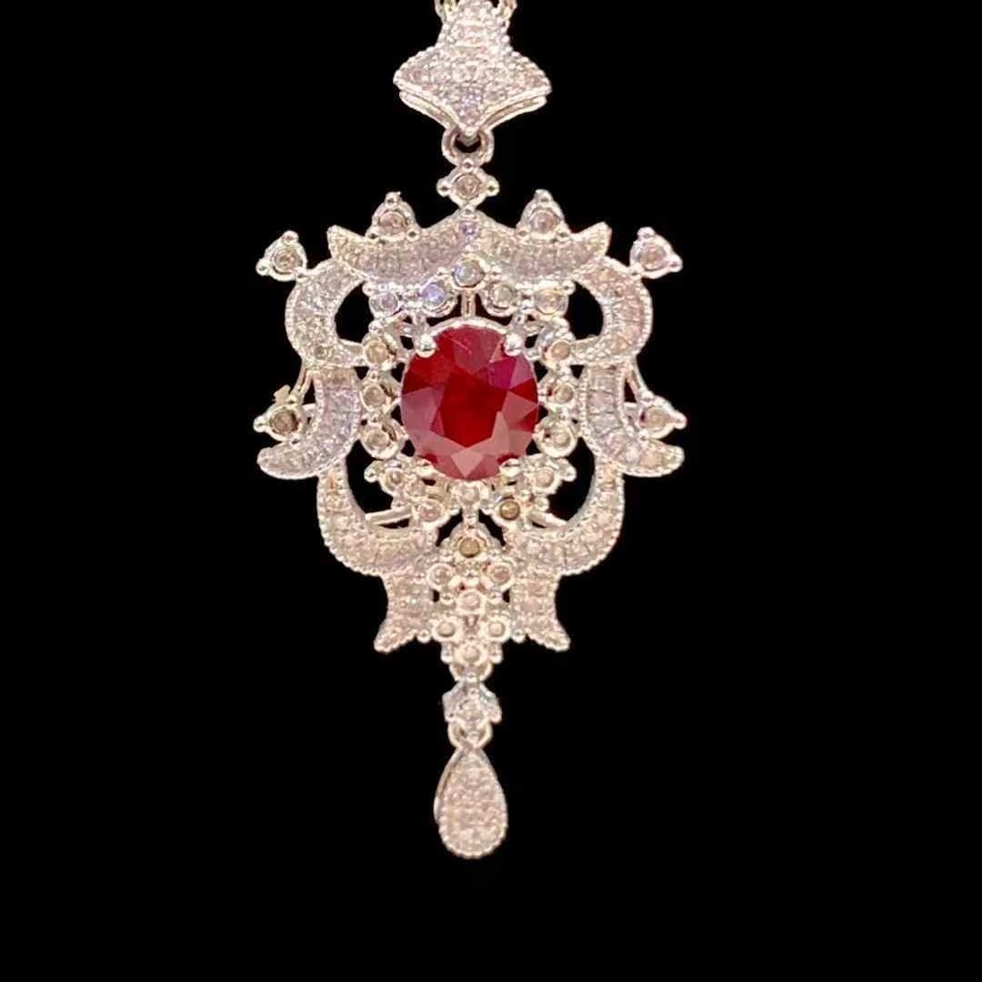 14k Gold 1.2 Ct Natural Ruby & Diamond Pendant( Without Chain ) (1 of 7)