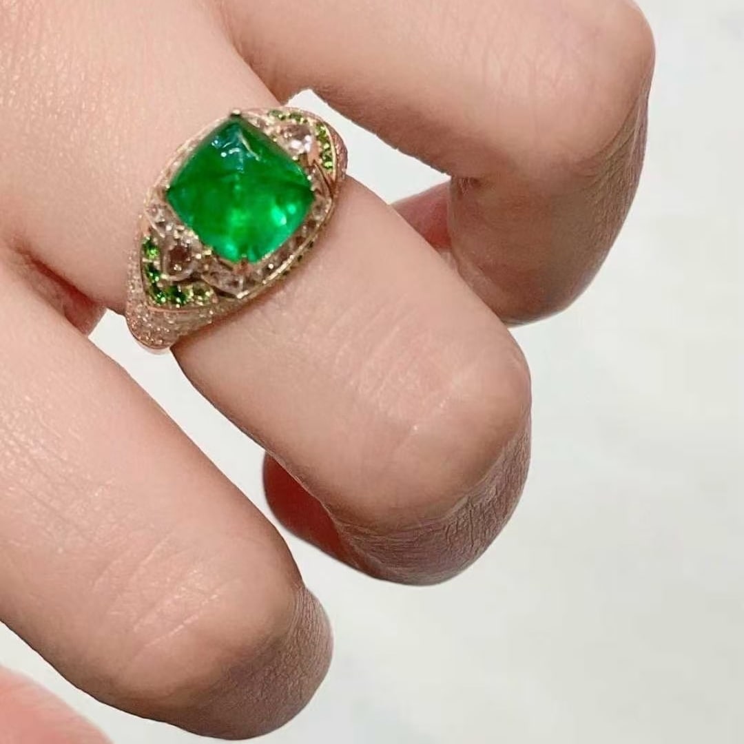 14k Gold 2.82 Ctw Natural Emerald & Diamond Ring - 3