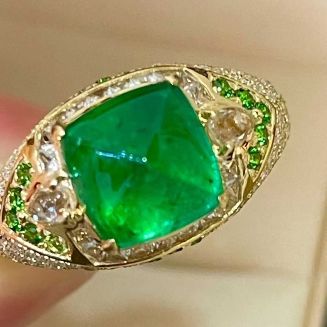 14k Gold 2.82 Ctw Natural Emerald & Diamond Ring - 5