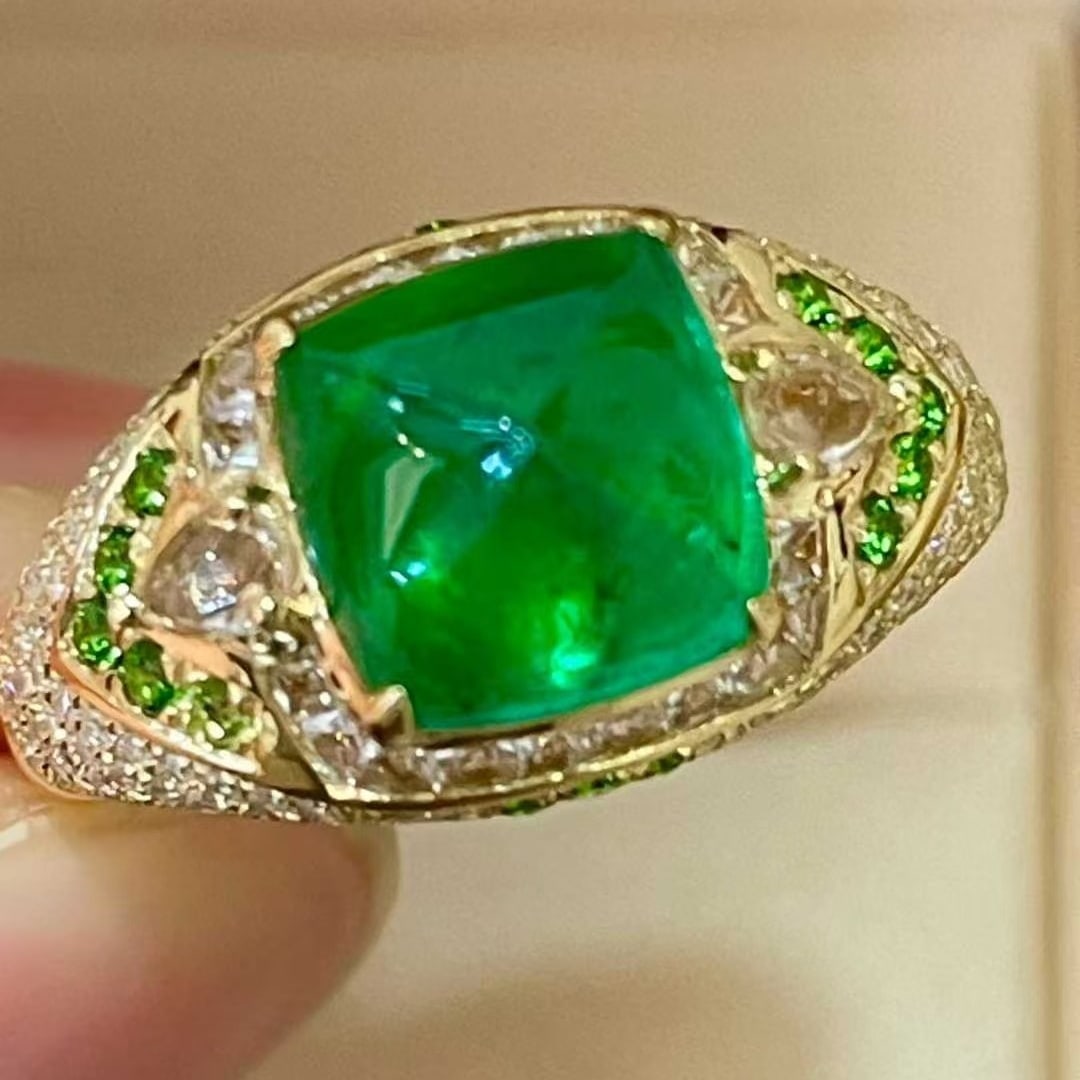 14k Gold 2.82 Ctw Natural Emerald & Diamond Ring - 6