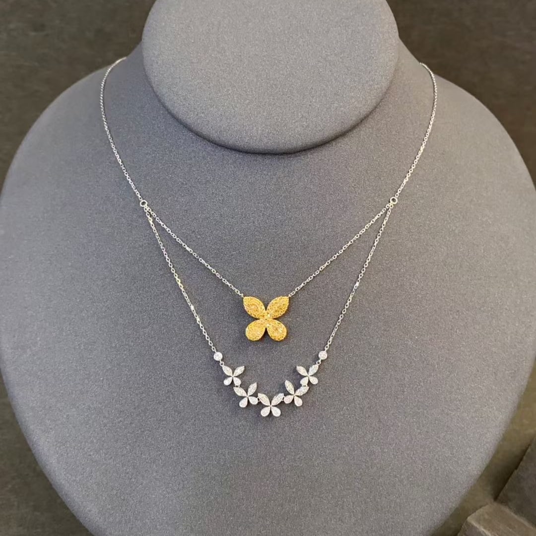 14k Gold 1.07 Ctw Natural Yellow Diamond & Diamond Necklace: Ref:231051232 // gold content:14k gold // main gemstone:yellow diamond // shape:multiply // carat weight:0. 56ct // color:yellow // treatment:natural // // adjacent gemstone 2 : diamond // shape:round