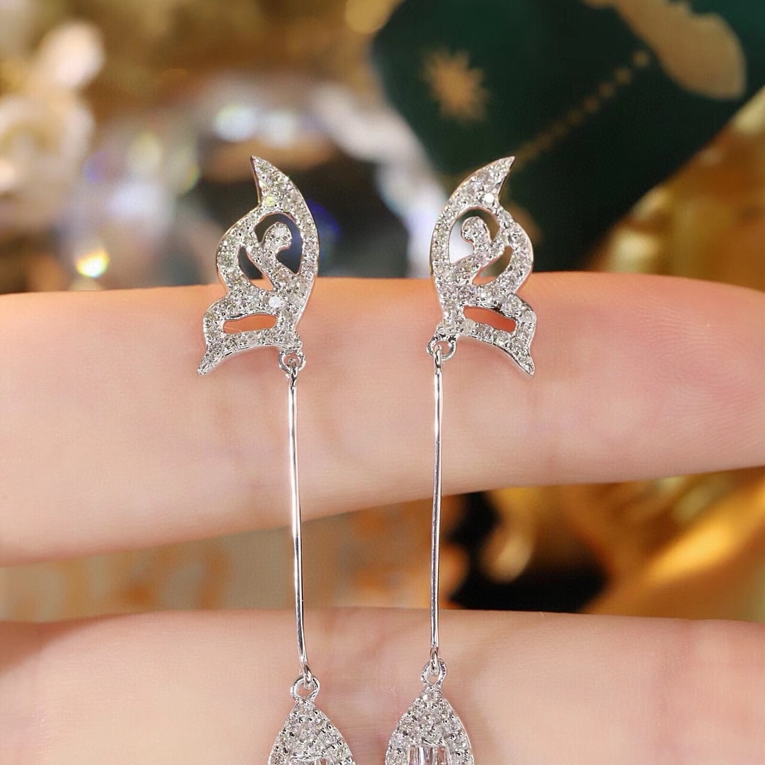 14k Gold 0.76 Ct Natural H Diamond Earrings - 4