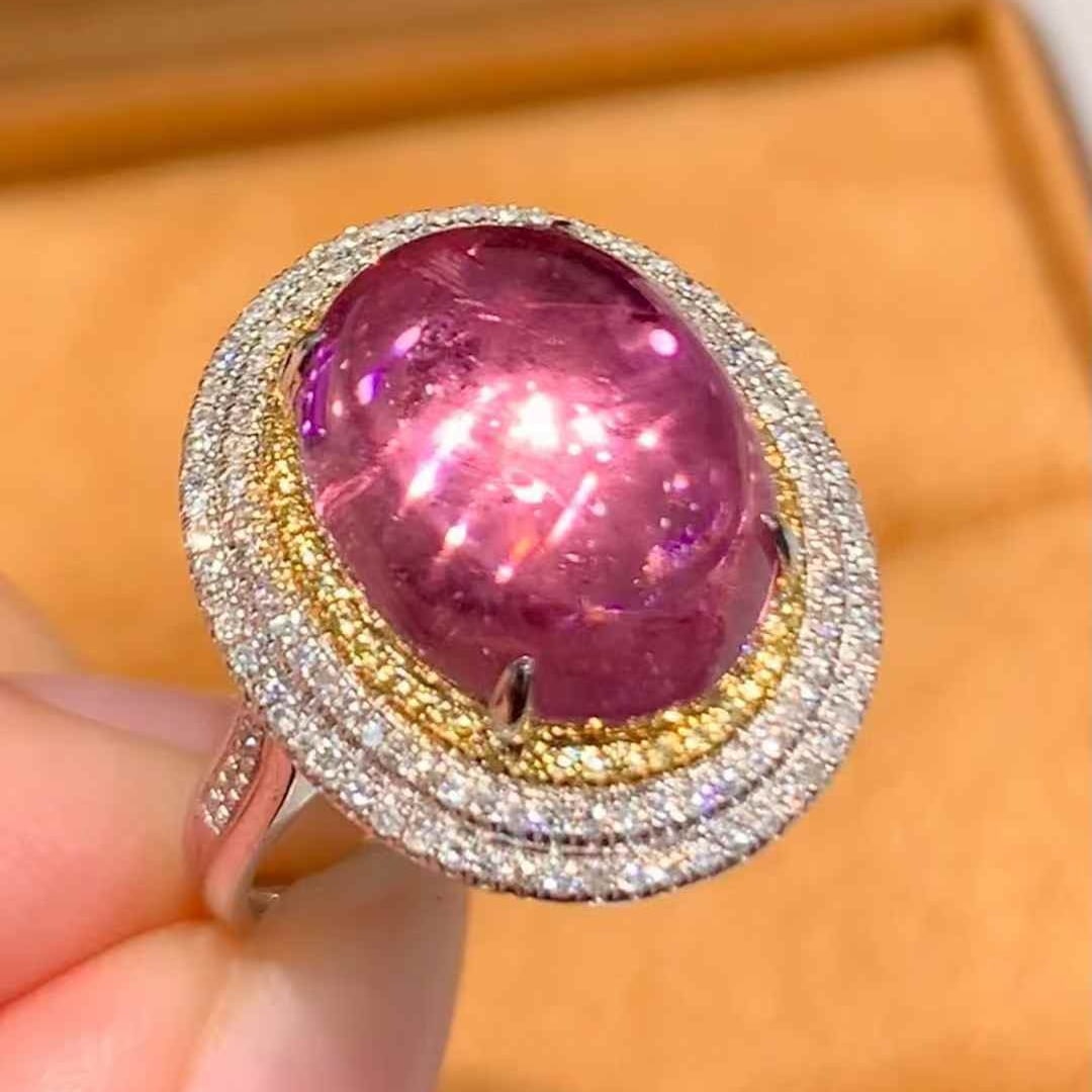 14k Gold 6.2 Ct Natural Tourmaline & Diamond Ring - 2