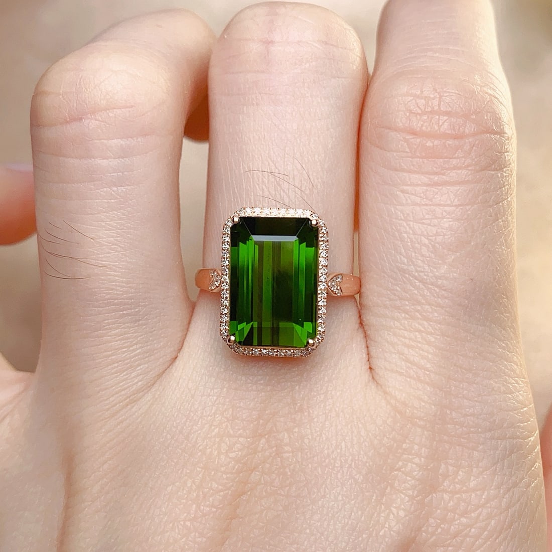 14k Gold 7.50 Ct Natural Tourmaline & Diamond Ring - 2