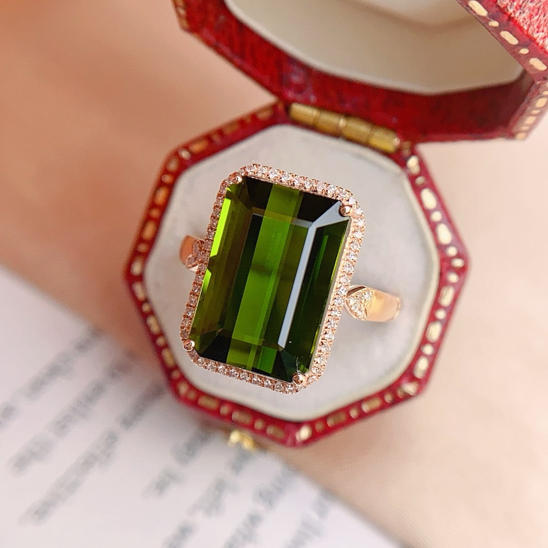 14k Gold 7.50 Ct Natural Tourmaline & Diamond Ring - 3