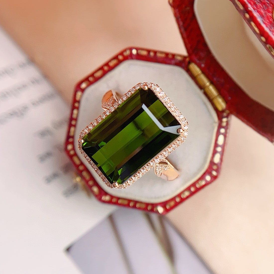 14k Gold 7.50 Ct Natural Tourmaline & Diamond Ring - 4