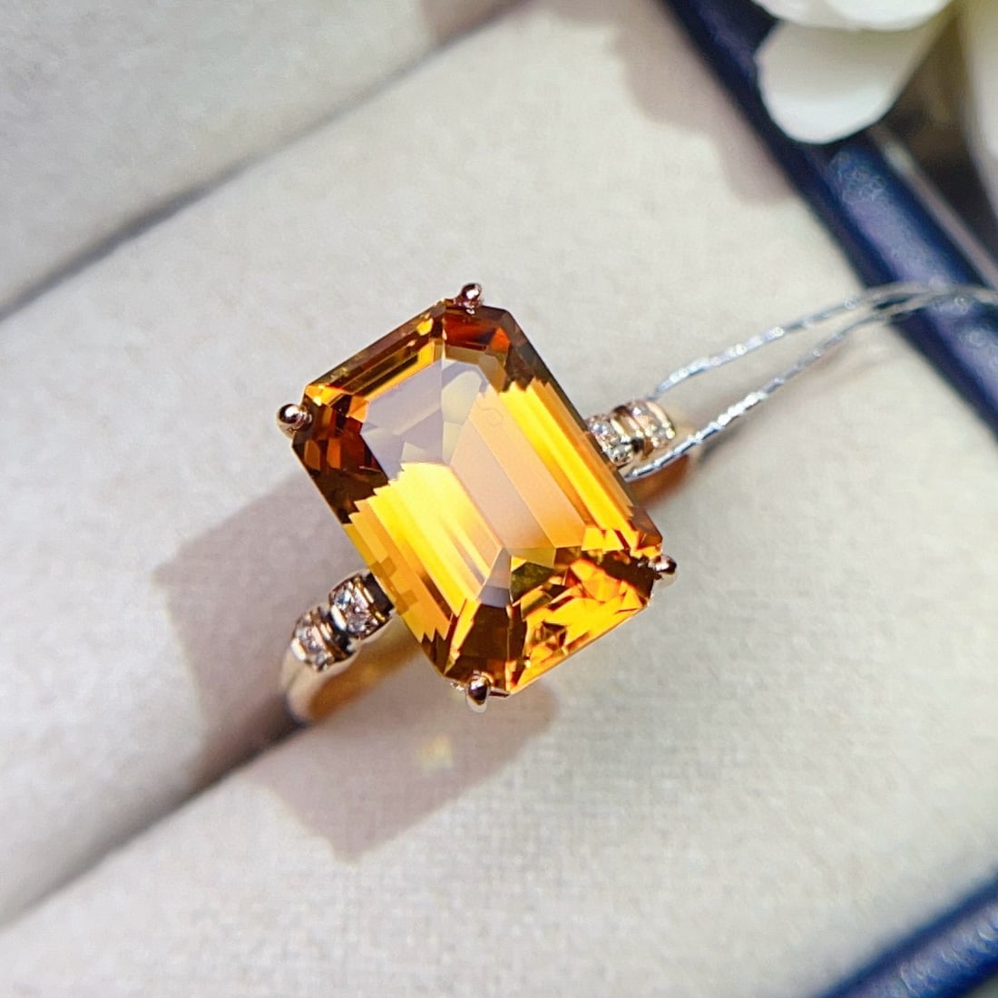 14k Gold 5.17 Ctw Natural Citrine & Diamond Ring - 5