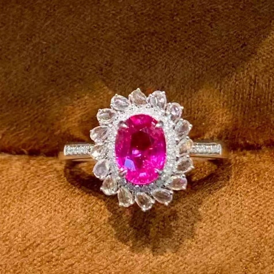 14k Gold 1.3 Ct Natural Ruby & Diamond & Sapphire Ring: Ref:231051260 // gold content:14k gold // ring size:7. 25us // // main gemstone:ruby // shape:oval // carat weight:1. 3ct // color:red // treatment:natural // // adjacent gemstone 2 : diamond //