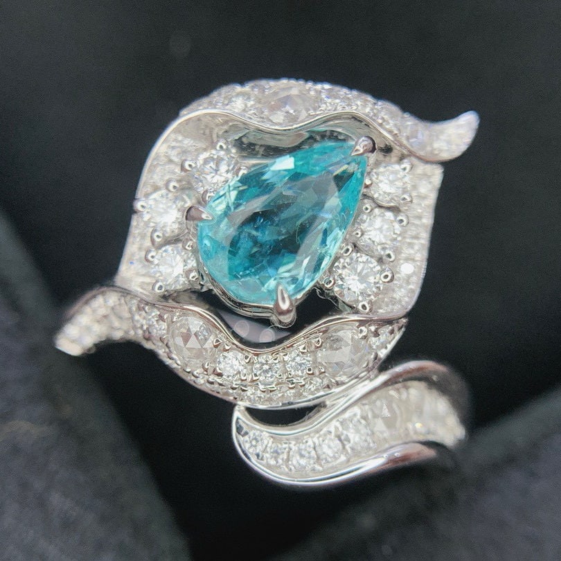 14k Gold 1.80 Ctw Natural Paraiba Tourmaline & Diamond Ring - 3