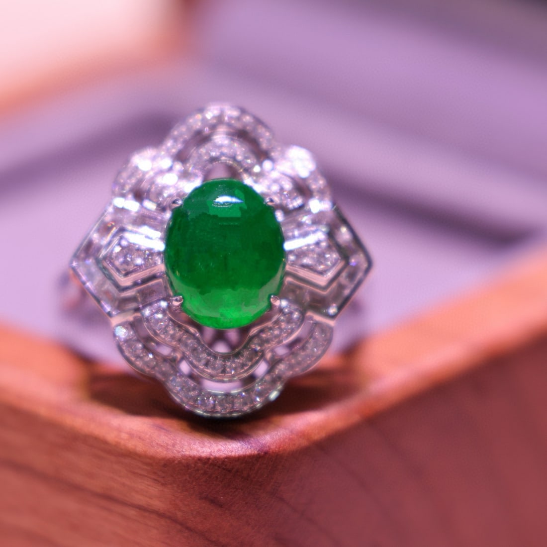 14k Gold 2.91 Ctw Vivid Green Natural Emerald & Diamond Ring - 2
