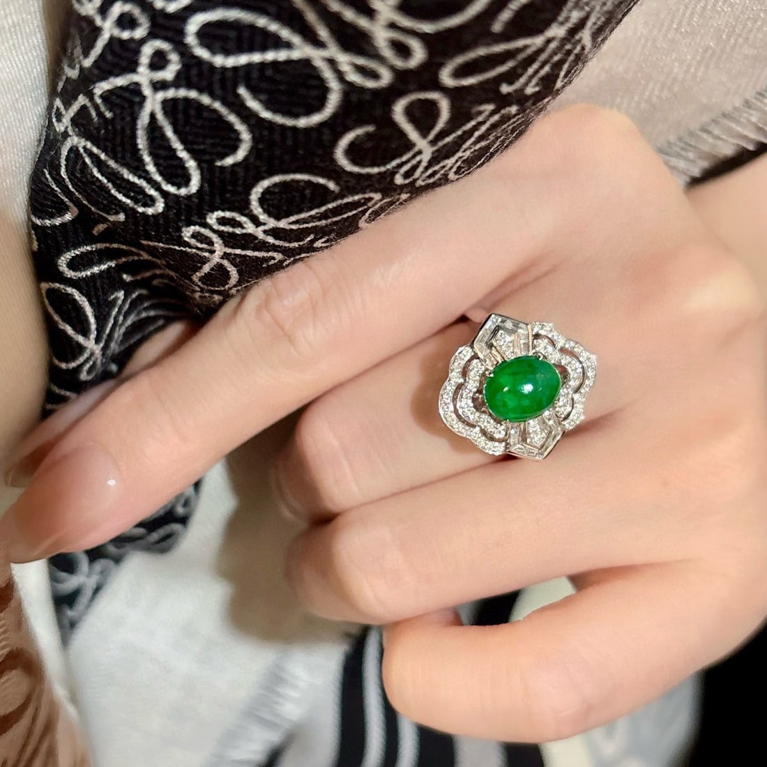 14k Gold 2.91 Ctw Vivid Green Natural Emerald & Diamond Ring - 3