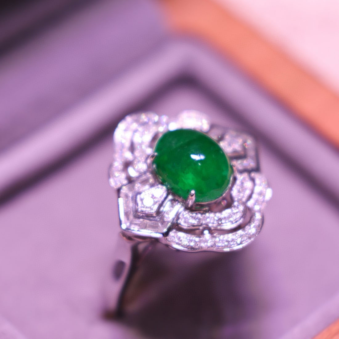 14k Gold 2.91 Ctw Vivid Green Natural Emerald & Diamond Ring - 6