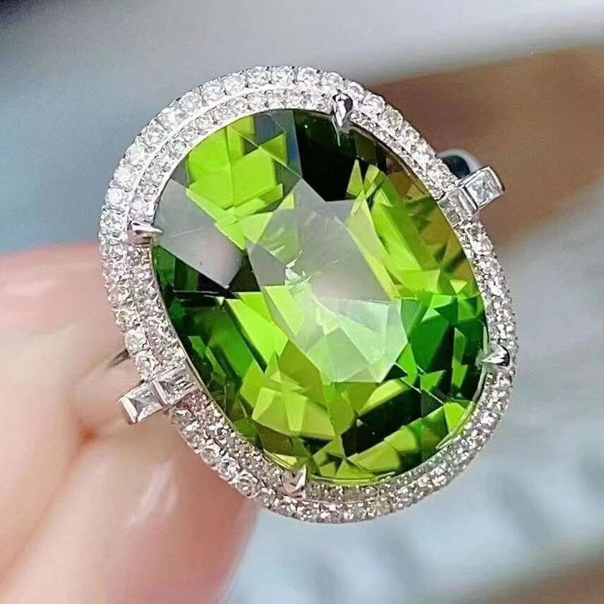 14k Gold 8.90 Ct Natural Tourmaline & Diamond Ring/pendant( Without Chain ) - 2