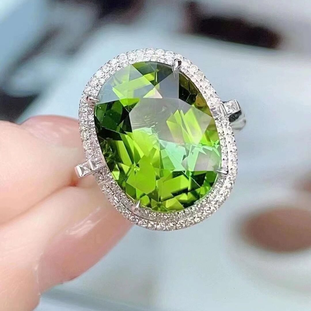 14k Gold 8.90 Ct Natural Tourmaline & Diamond Ring/pendant( Without Chain ) - 4