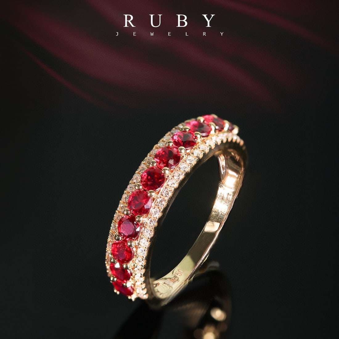 14k Gold 1.2 Ct Natural Ruby & Diamond Ring: Ref:231052045 // gold content:14k gold // ring size:7. 25us // // main gemstone:ruby // shape:round // carat weight:1. 2ct // color:red // treatment:natural // cut grade:g // // adjacent gemstone 2 :