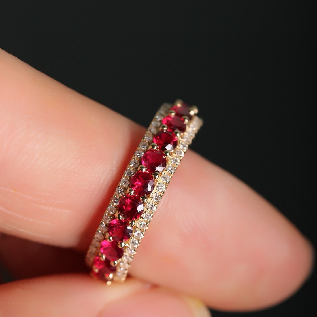 14k Gold 1.2 Ct Natural Ruby & Diamond Ring - 3