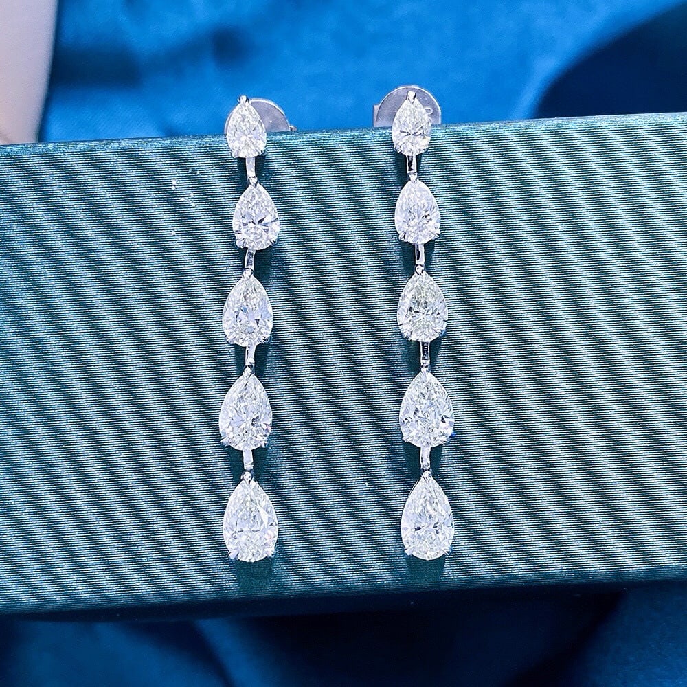 14k Gold 2.3 Ct Natural H Diamond Earrings - 4