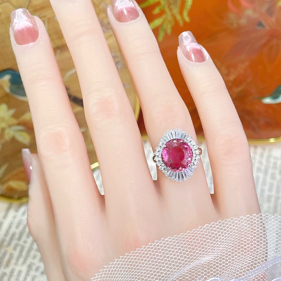 14k Gold 6 Ctw Natural Tourmaline & Diamond Ring - 3