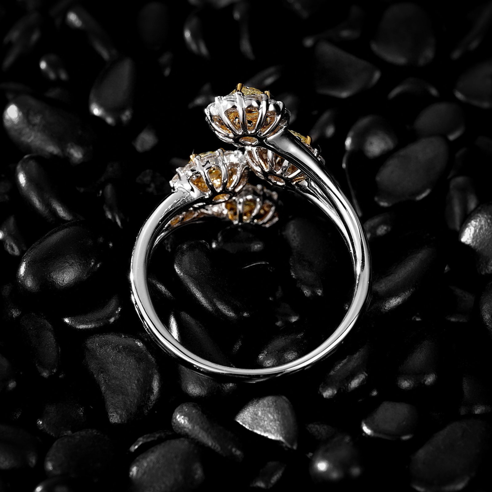 14k Gold 1.01 Ctw Natural Yellow Diamond & Diamond Ring - 3