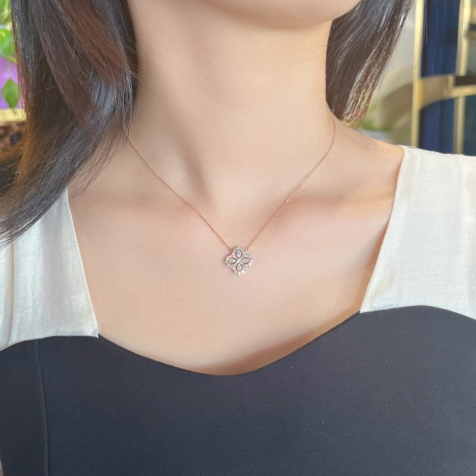 14k Gold 0.88 Ctw Natural H Diamond Necklace - 4