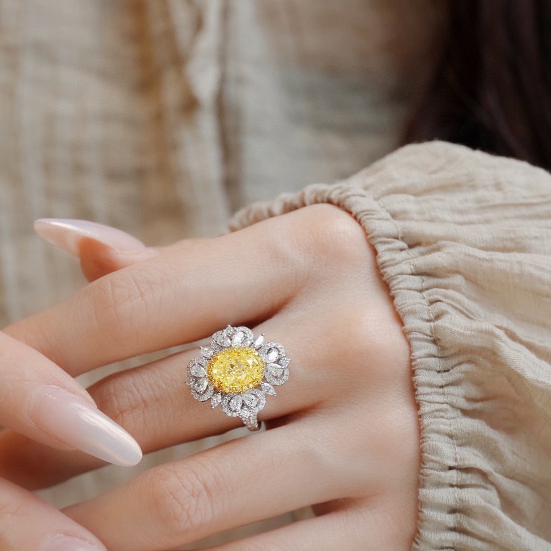 Gia Certified 14k Gold 3.03 Ctw Natural Yellow Diamond & Diamond Ring/pendant( Without Chain ) - 4