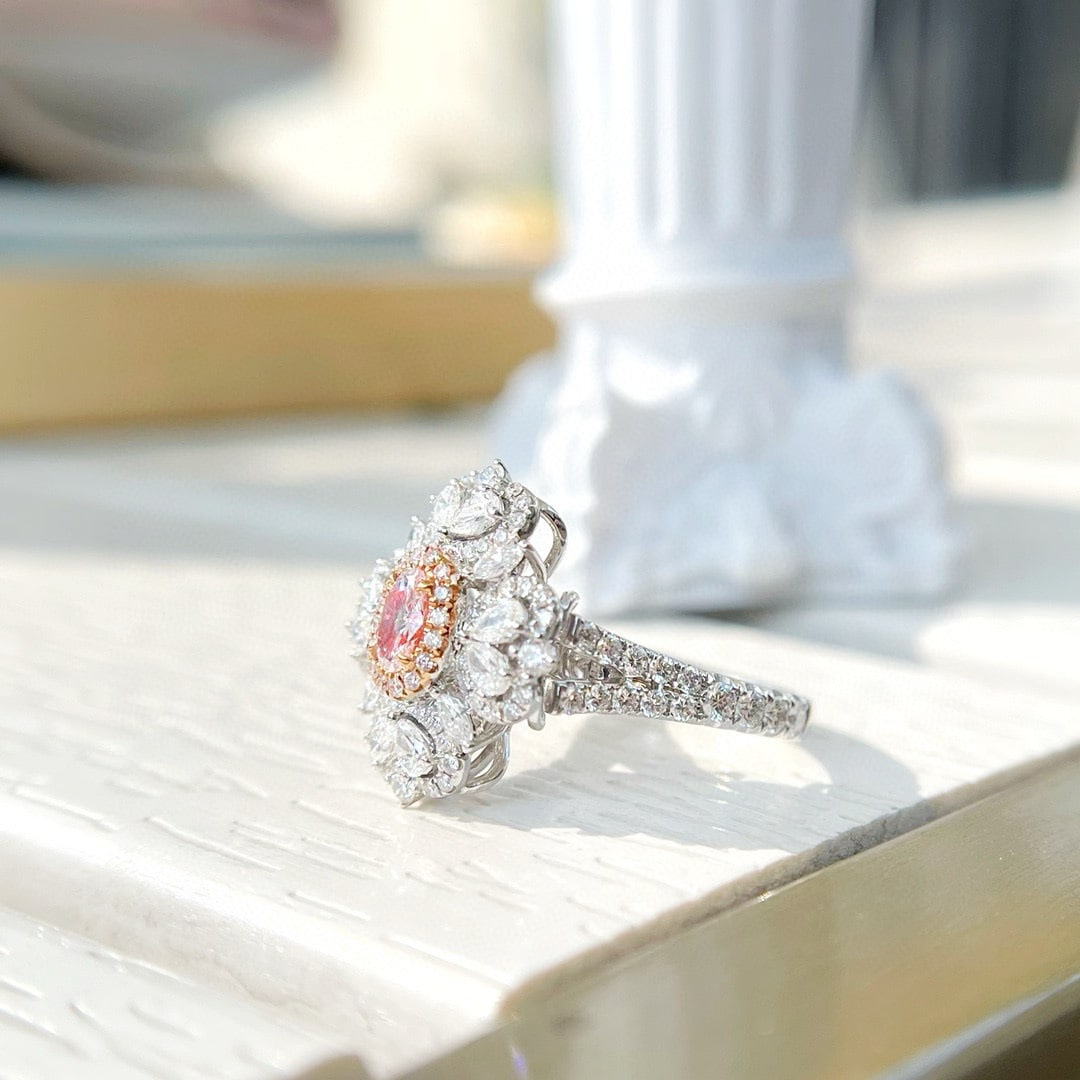 Gia Certified 14k Gold 1.65 Ctw Natural Pink Diamond & Diamond Ring/pendant( Without Chain ) - 3